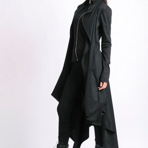 Black Asymmetric Coat/extravagant Loose Jacket/black Oversize Tunic ...