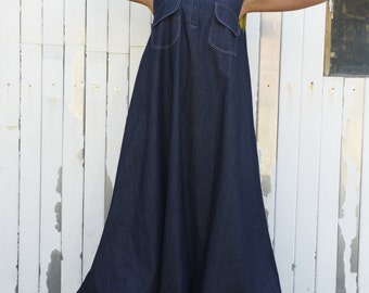 Blue Maxi Dress / Oversize Denim Dress / Kaftan / Plus Size Tunic / Long Loose Dress by METAMORPHOZA