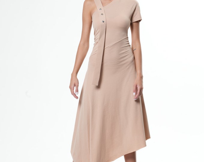 Asymmetrical Summer Studded Dress METD0121