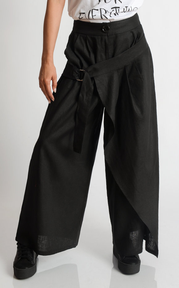 Belt / Linen Palazzo Pants 