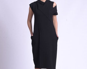 Casual Hooded Knee Length Dress by METAMORPHOZA