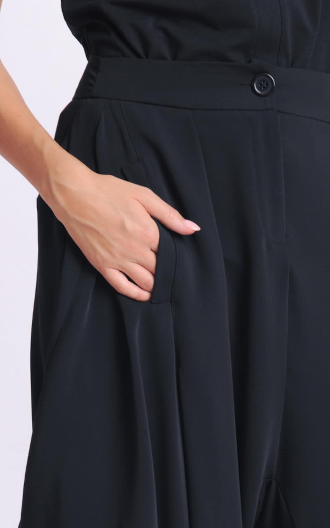 Black Drop Crotch Pants/loose Maxi Pants/comfortable Plus Size | Etsy