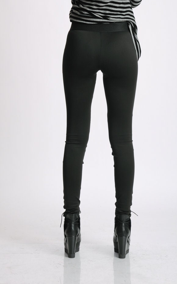 Black Leather Leggings/Black Extra Long Leggings/Black Leather
