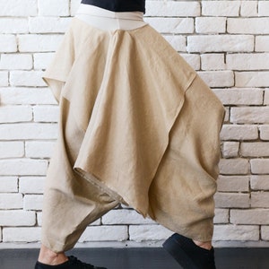 Linen Harem Pants/Beige Maxi Pants/Viscose Waist Skirt Pants/Extravagant Gypsy Pants/Linen Maxi Pants/Long Short Capris/Casual Trousers image 7