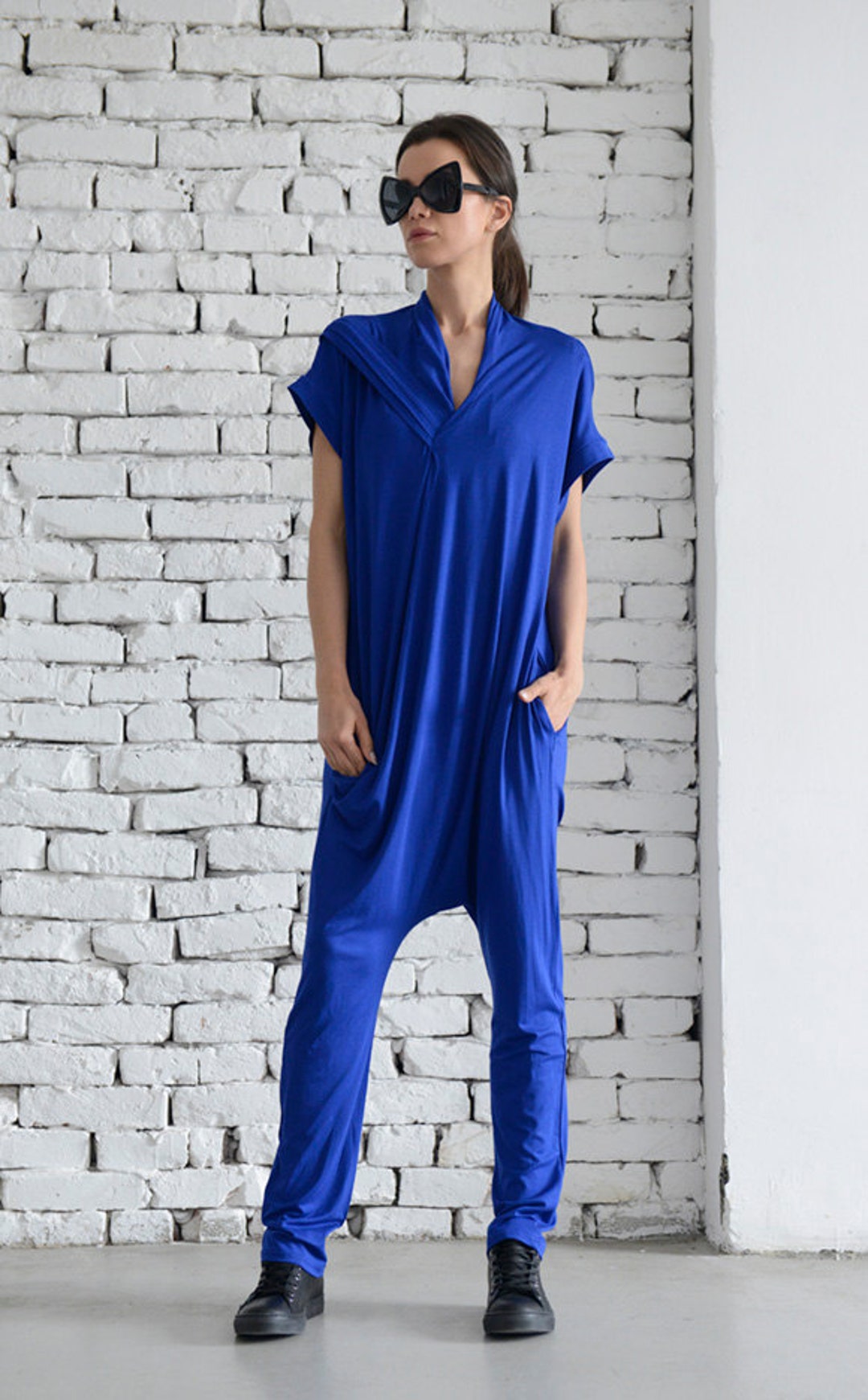 Royal Blue Summer Jumpsuit/loose Harem Pants/blue Maxi - Etsy