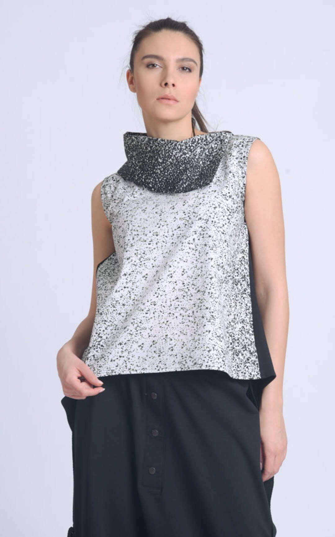 Extravagant Print Top/loose Asymmetric Shirt/sleeveless Maxi - Etsy