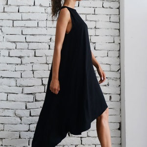 Black Asymmetric Dress/oversize Loose Tunic/plus Size Black Dress/black ...