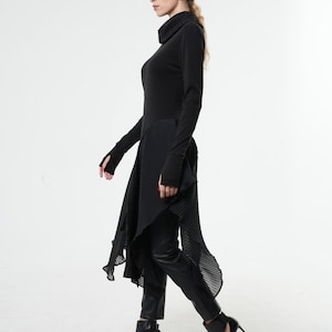 Chiffon Tunic / Turtleneck Tunic / Long Sleeve Tunic / Black Tunic Top / Sheer Tunic / Goth Tunic / Futuristic Clothing image 4