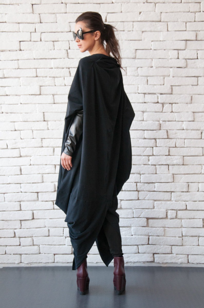 Extravagant Asymmetric Dress/long Loose Kaftan/maxi Black - Etsy