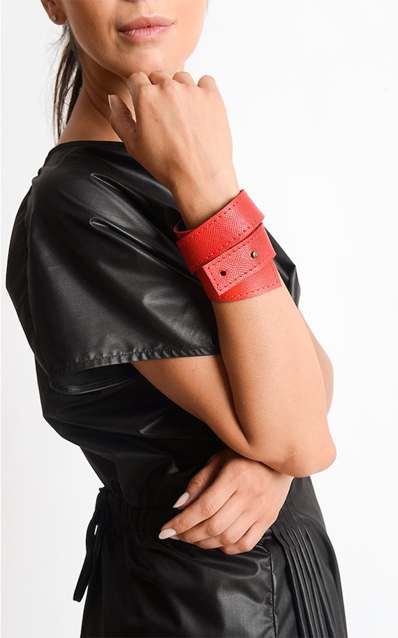 Red Wrap Bracelet/Genuine Leather Extravagant Bracelet/Red | Etsy