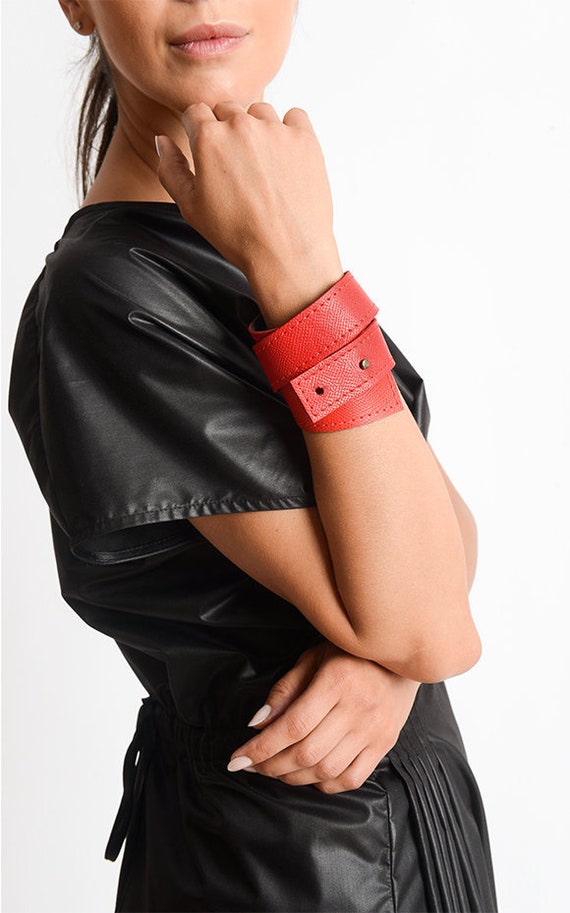 Red leather wrap bracelet sale