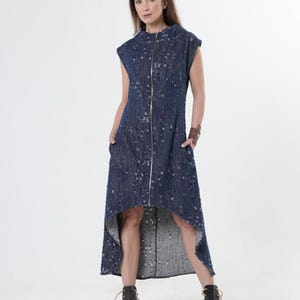 ダメージデニムハイロードレス / アシンメトリージーンズドレス / ジッパードレス METD0249