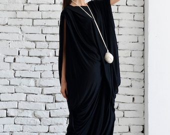 Black Long Dress/Maxi Black Dress/Extravagant Kaftan/Black Long Tunic/Oversize Tunic Dress/Loose Maxi Dress/Oversize Long Top/Black Kaftan