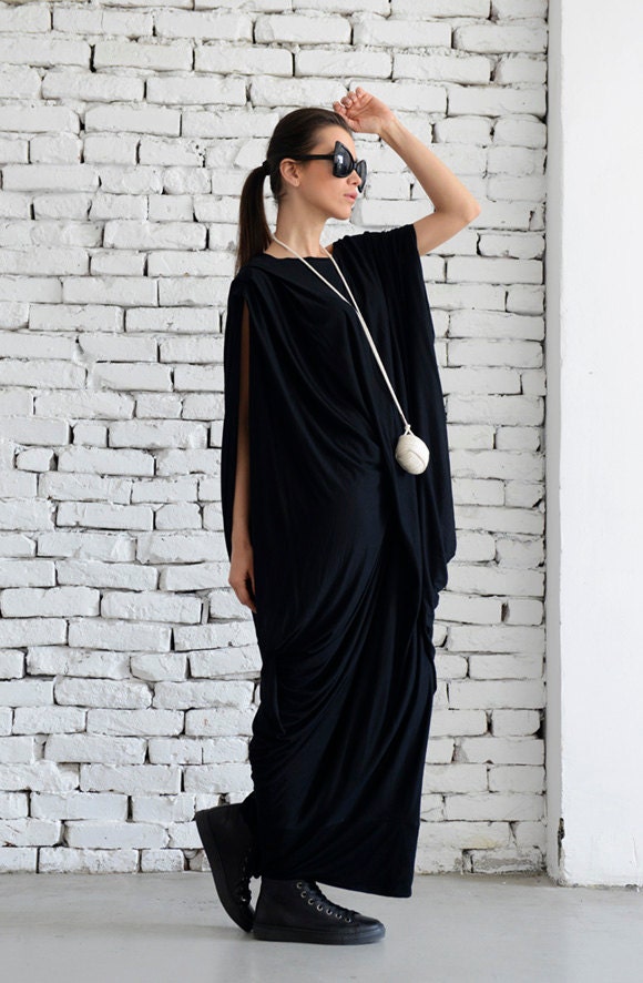 Black Long Dress/maxi Black Dress/extravagant Kaftan/black - Etsy