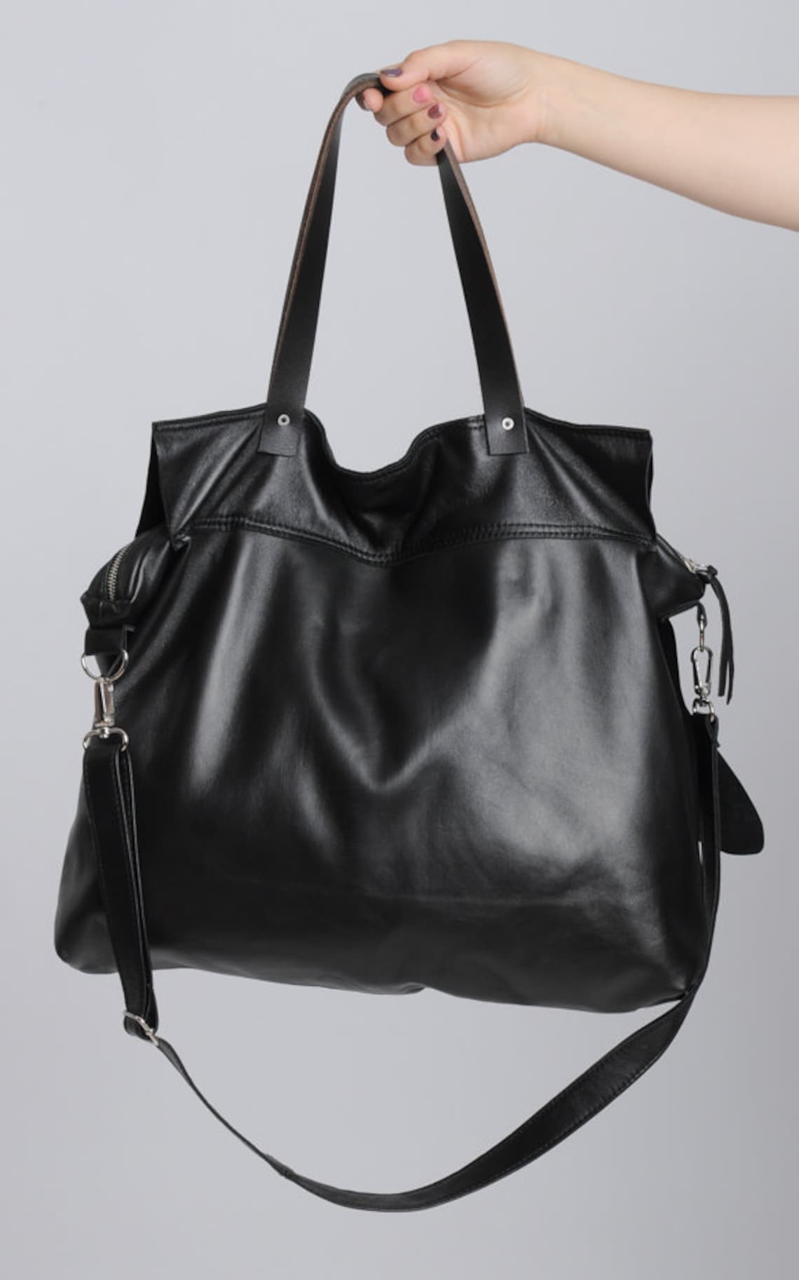 Extravagant Leather Belt Bag/maxi Black Genuine Leather - Etsy