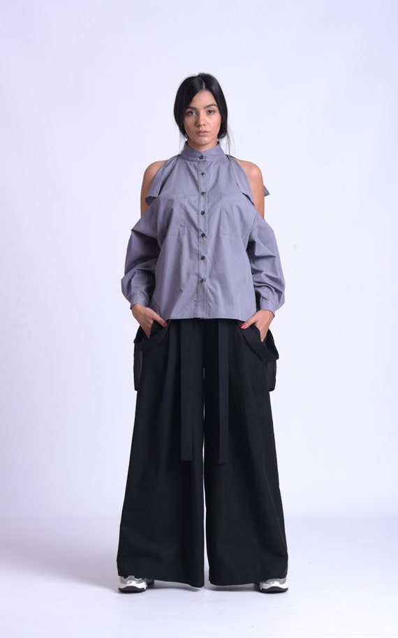 Asymmetric Loose Shirt/open Shoulders 