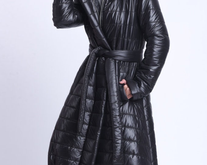 Puffy Coat/Oversize Coat/Women Puffer Coat/Warm Winter Coat/Womens Jacket/Black Long Coat/Gift for Her/Long Quilted Coat METC0085
