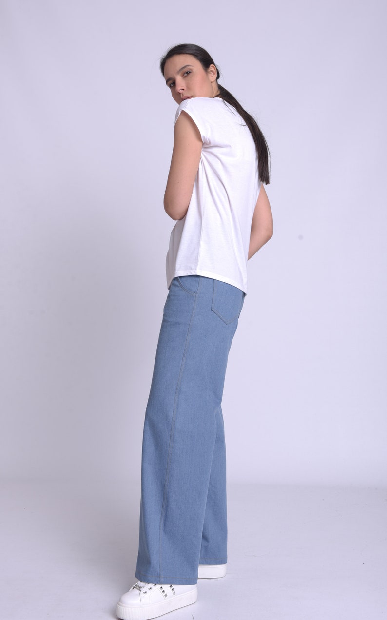 Long Denim Flare Pants by METAMORPHOZA