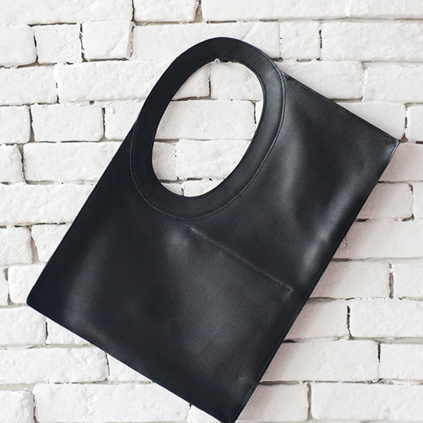 Tote Bag / Shoulder Bag / Leather Tote / Black Leather Bag / Boho Bag / Oversized Bag / Black Purse