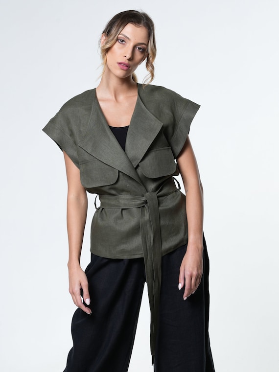 belted wrap blouse