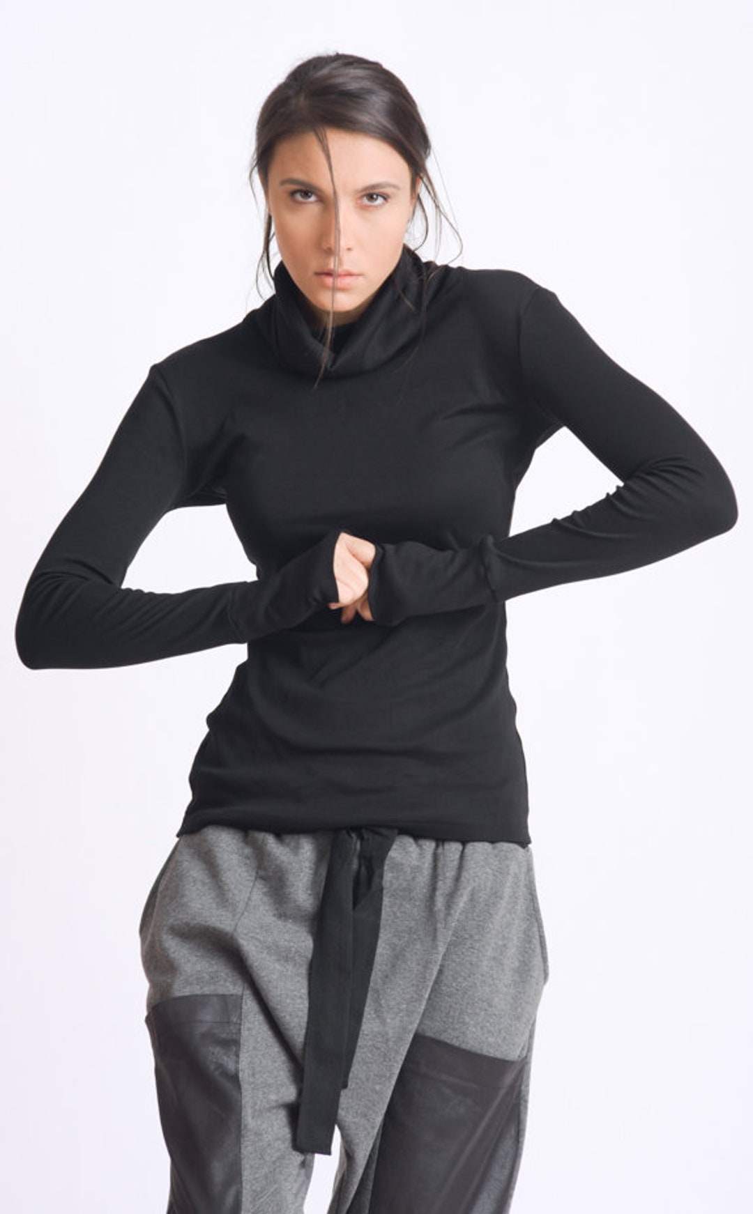 ato アトウ　TURTLENECK PULL-OVER ブラック 46 ALAIA Stretch turtleneck bodysuit - Enny Monaco