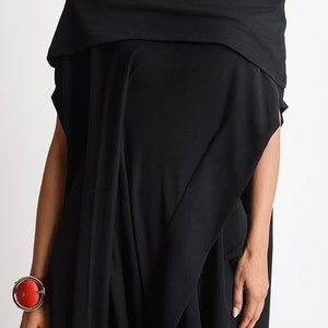 Asymmetric Maxi Dress/black Oversize Tunic/loose Long Short Tunic Dress ...