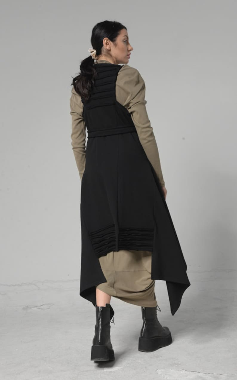 Black Oversize Vest / Plus Size Clothing / Sleeveless Cardigan / Oversized Top / Belted Cardigan / Christmas Gift image 6