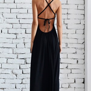 Long Dress Elegant / Open Back Maxi Dress / Black Dress / Boho Dress / Naked Back Dress / Black Bridesmaid Dress / Metamorphoza image 2