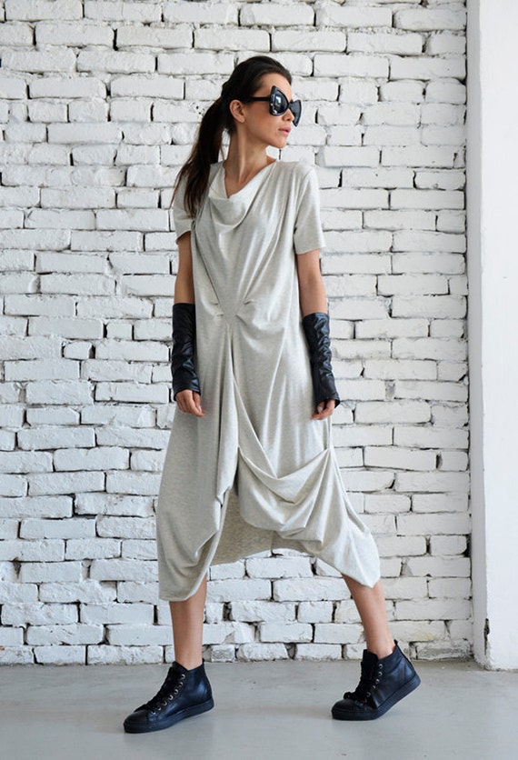 Light Grey Casual Dress asymmetric Loose Tunic short Sleeve Long Top grey Maxi Dress oversize Kaftan plus Size Every Day Dress casual Tunic Etsy