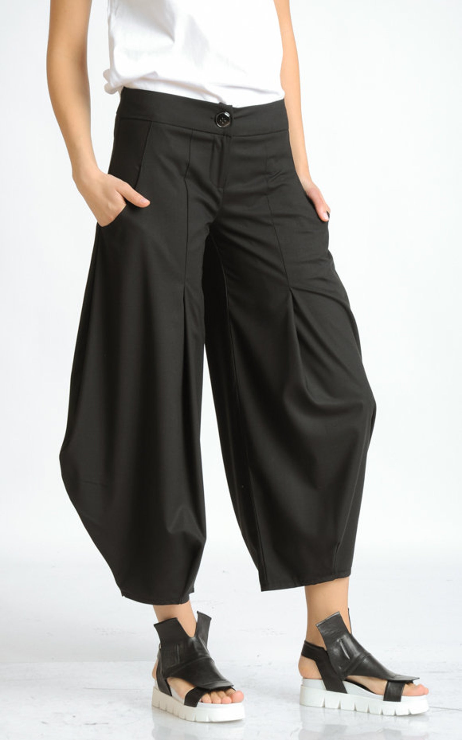 Black Loose Pants/plus Size Maxi Pants/long Black Pants/wide - Etsy UK