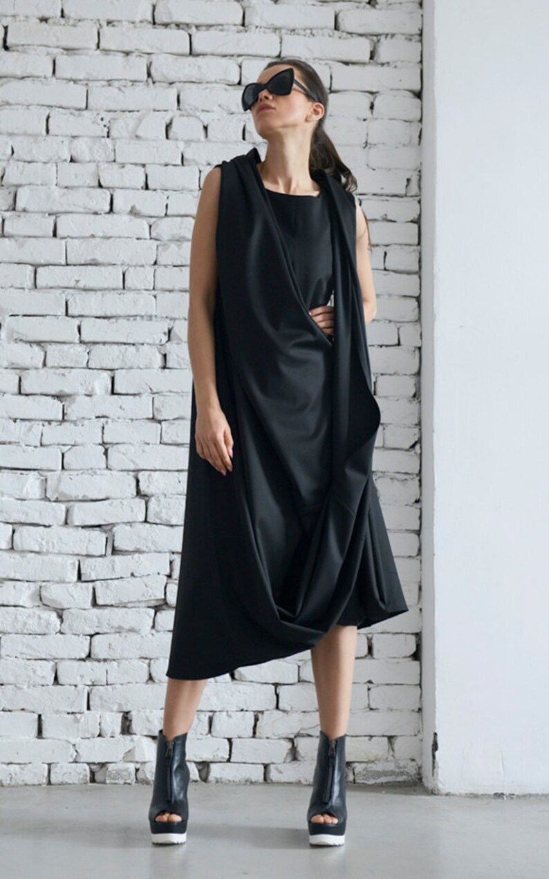 Black Dress / Long Black Dress / Sleeveless Dress / Long Tunic | Etsy