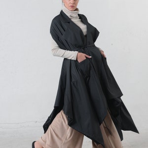 Asymmetrical Coat / Womens Long Vest / Cape Coat Women / Plus Size Cape / Belted Vest / Windproof Jacket/ Extravagant Coat/ Street Style