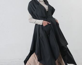 NEW Asymmetrical Coat / Womens Long Vest / Cape Coat Women / Plus Size Cape / Belted Vest / Windproof Jacket/ Extravagant Coat/ Street Style