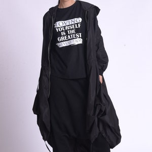 Black Long Raincoat / Hooded Raincoat Women / Oversize Jacket / Plus Size Clothing image 5