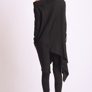 Black Asymmetric Tunic/Loose Long Top/Extravagant Casual Tunic/Oversize Black Long Top/Long Sleeve Tunic Top/Everyday Casual Black Tunic image 7