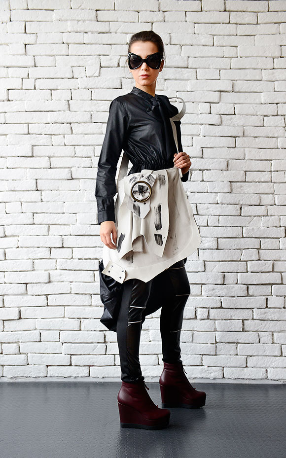 asymmetric leather clutch