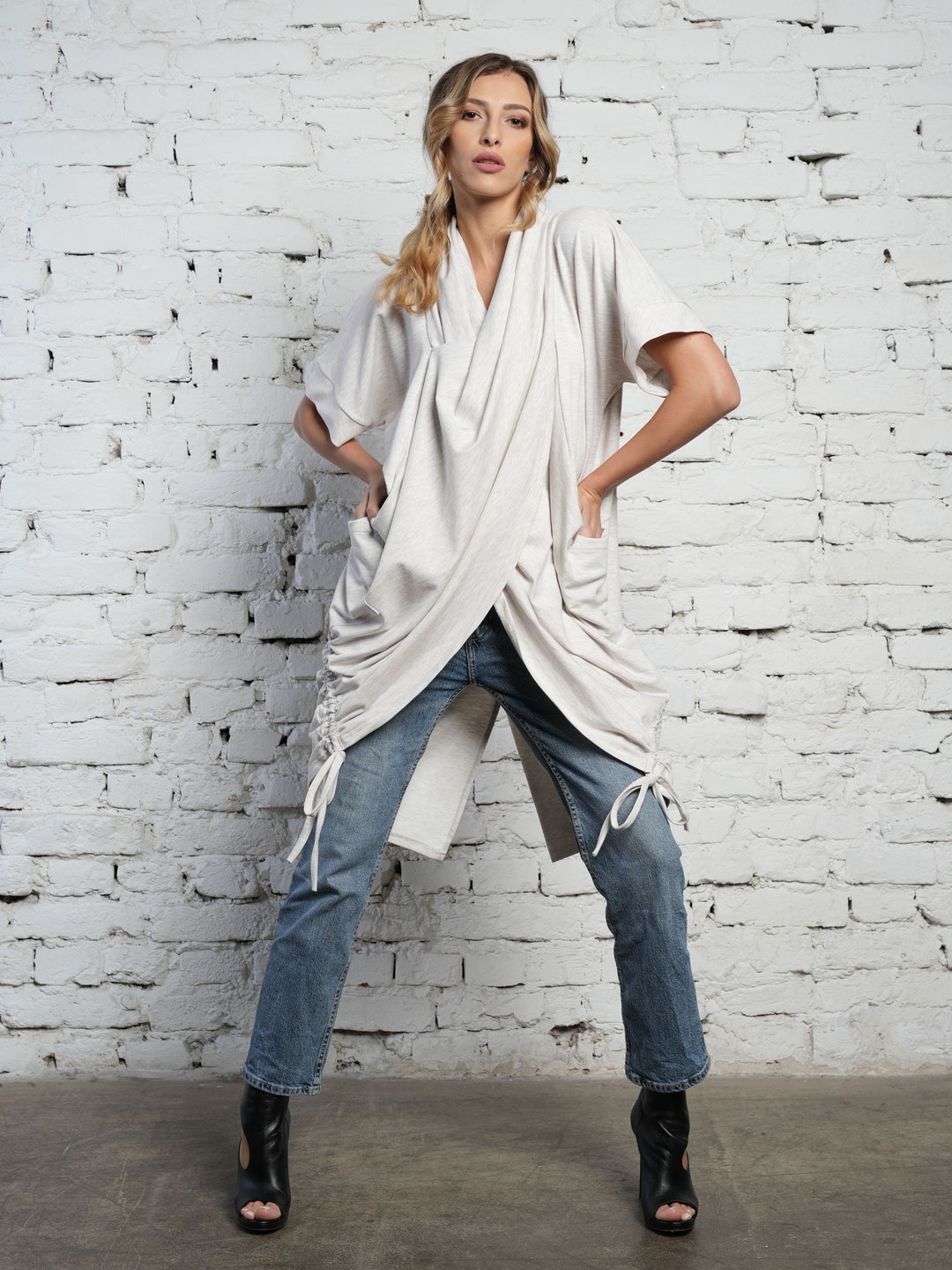 Asymmetrical Tunic / Grey Tunic / Maxi Tunic / Asymmetric