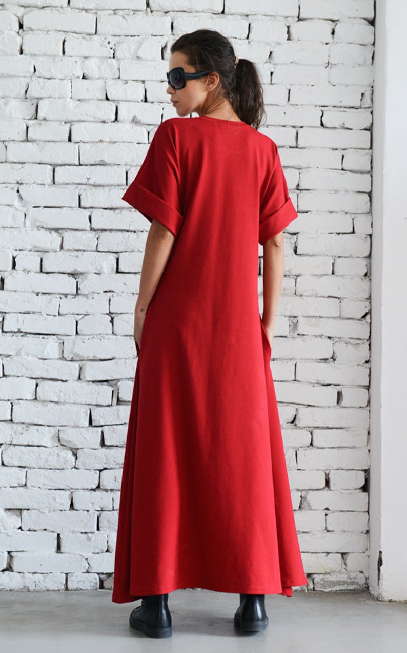 Blood Red Maxi Dress/Oversize Loose Dress/Extravagant Short | Etsy
