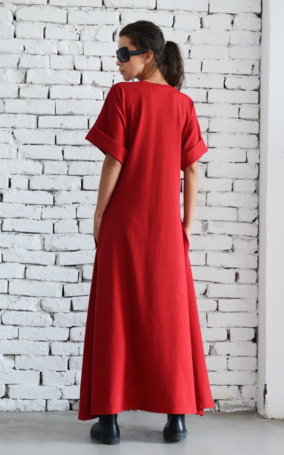 Red Maxi Dress / Short Sleeve Dress / Maternity Dress / - Etsy