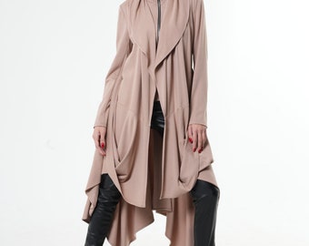 NEW Asymmetrical Jacket / Extra Long Cardigan / Fall Jacket Women / Asymmetrical Cardigan / Draped Jacket / Long Beige Coat МЕТC0061