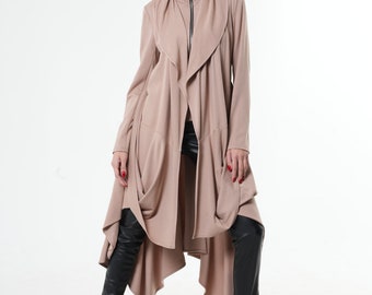 NEW Asymmetrical Jacket / Extra Long Cardigan / Fall Jacket Women / Asymmetrical Cardigan / Draped Jacket / Long Beige Coat