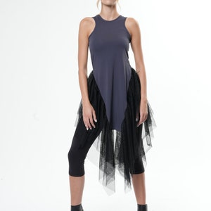Extravagant Asymmetric Tunic with Mesh METT0216
