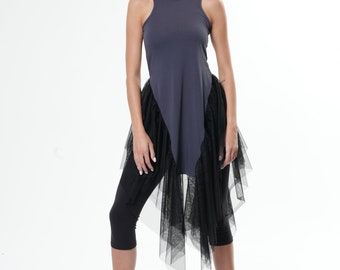 Extravagant Asymmetric Tunic with Mesh METT0216