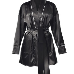 Satin Robe / Satin Dressing Gown / House Robe / Getting Ready Robe / Black Satin Robe / Evening Robe /Womans Evening Top Sleepover party image 2