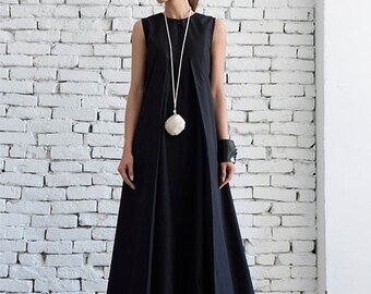 SALE Black Maxi Dress/Loose Long Dress/Plus Size Kaftan/Long Black Dress/Sleeveless Black Dress/Maxi Black Dress/Oversize Black Kaftan/Maxi