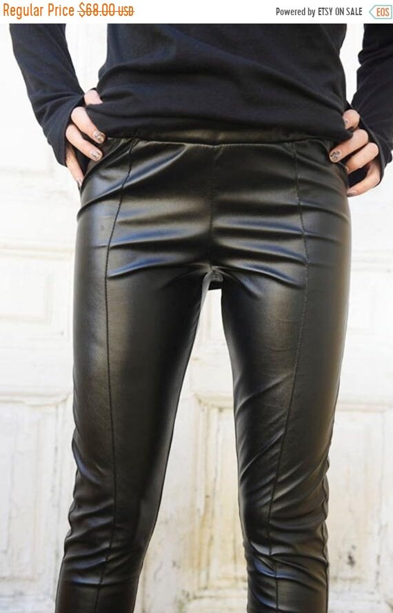 black leather tight pants