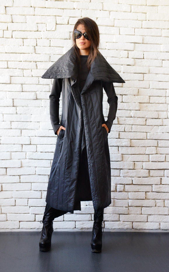 Loose Long Sleeveless Coat/Warm Black Oversize Top/Plus Size Collar ...