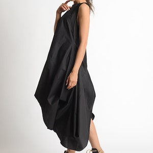 Black Asymmetric Dress/Extravagant Tunic Dress/Sleeveless Loose Dress/Black Kaftan/Handmade Extravagant Dress/Casual Black Dress METD0081 image 3