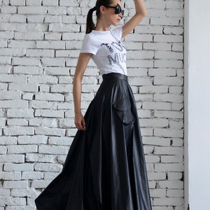 Maxi Black Skirt/Long Casual Skirt/Oversize Long Skirt/High Waist Skirt/Pocket Balloon Skirt/Elegant Dinner Skirt/Black Long Cotton Skirt image 3