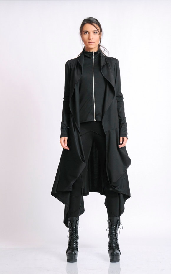 Black Asymmetric Coat/extravagant Loose Jacket/black Oversize | Etsy